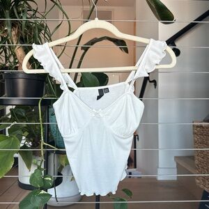 White Ruffled Women's Top